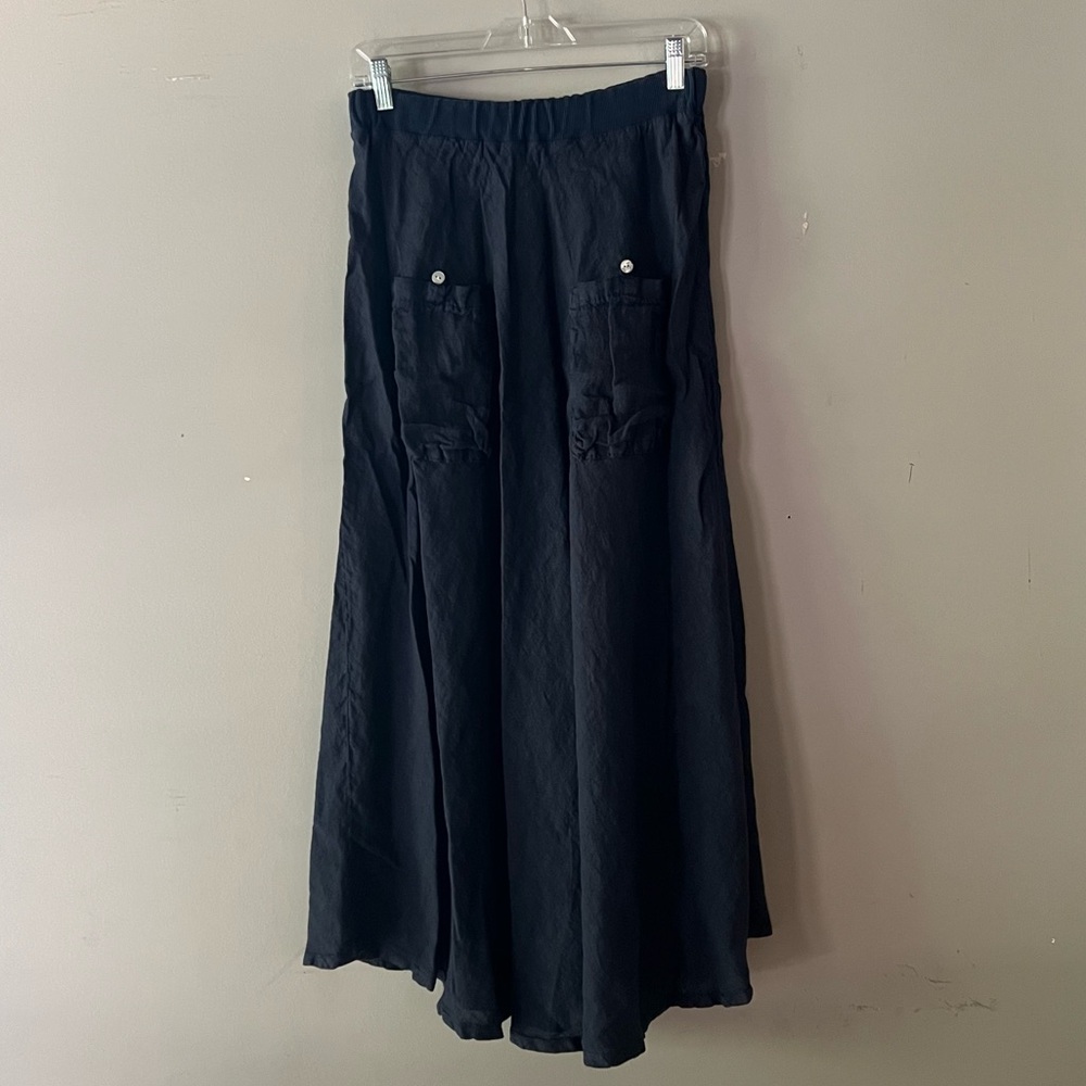 Navy Blue Linen Skirt